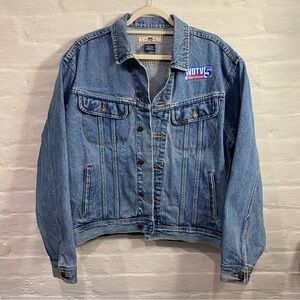 Vtg Lee Denim Jacket with TV Station Embroidered Logo